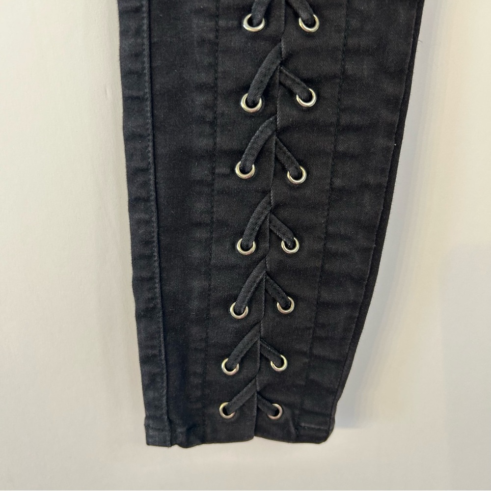 Pistola Women’s Lynn Washed Black Lace-Up High Rise Skinny Jeans, Size 25. - Picture 7 of 12